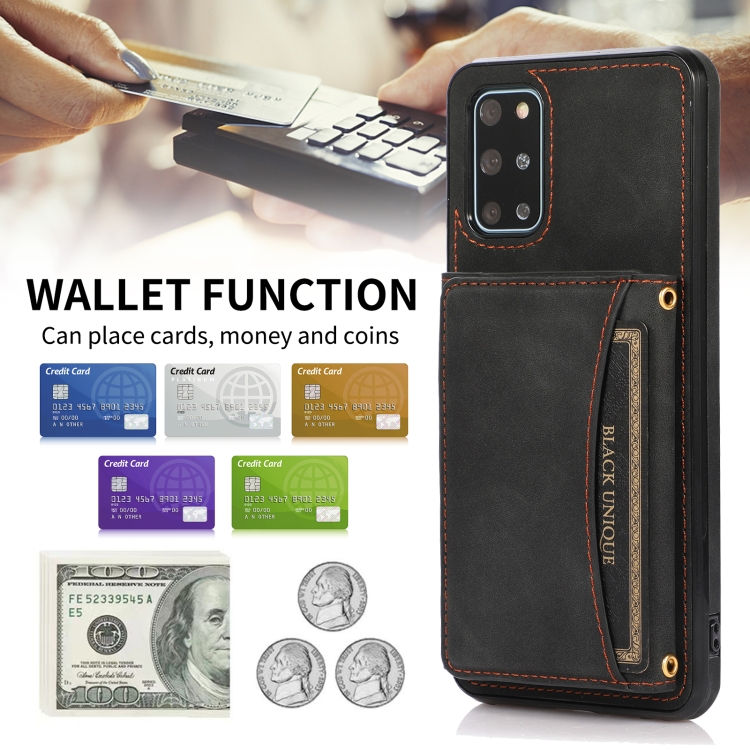 For Samsung Galaxy S20 Three-fold Leather Phone Case with Card Slot & Wallet & Holder(Black) - 1