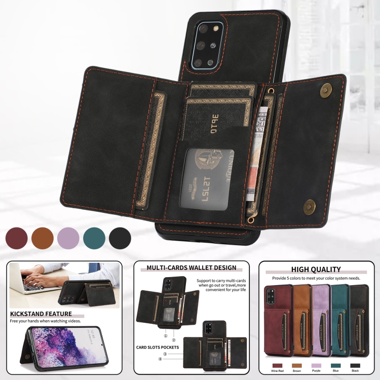 For Samsung Galaxy S20 Three-fold Leather Phone Case with Card Slot & Wallet & Holder(Black) - 2