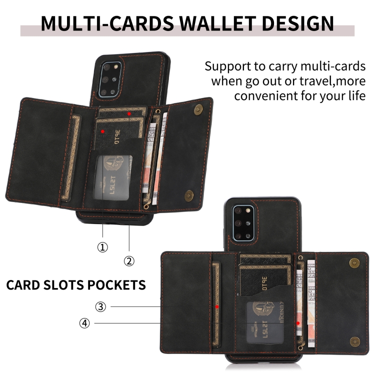 For Samsung Galaxy S20 Three-fold Leather Phone Case with Card Slot & Wallet & Holder(Black) - 5