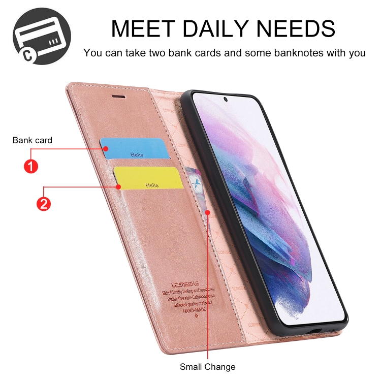 For Samsung Galaxy S22+ 5G LC.IMEEKE Soft PU + TPU Magnetic Skin-friendly Feeling Leather Phone Case(Rose Gold) For Samsung Galaxy S22+ 5G LC.IMEEKE Soft PU + TPU Magnetic Skin-friendly Feeling Leather Phone Case(Rose Gold)