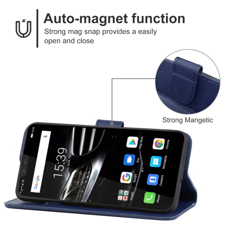 Leather Phone Case For Ulefone Armor 7(Blue) - 3