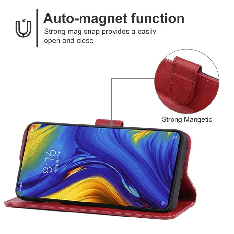 Leather Phone Case For Xiaomi Mi Mix 3 5G(Red) - 3