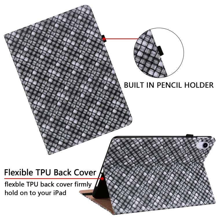 Color Weave Smart Leather Tablet Case For iPad 10.2 2019/Air 2019/10.5/10.2 2020/2021(Black) - 5