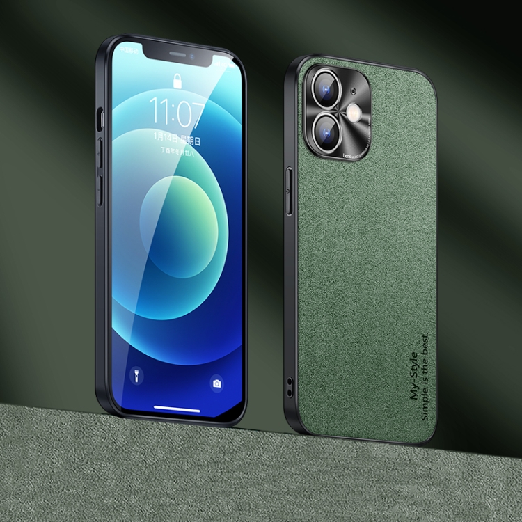 For iPhone 12 Suede Leather Phone Case(Matcha Green) For iPhone 12 Suede Leather Phone Case(Matcha Green)