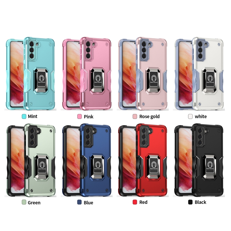 For Samsung Galaxy S21 5G Ring Holder Non-slip Armor Phone Case(Blue) For Samsung Galaxy S21 5G Ring Holder Non-slip Armor Phone Case(Blue)