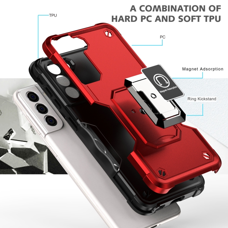 For Samsung Galaxy S21 5G Ring Holder Non-slip Armor Phone Case(Blue) For Samsung Galaxy S21 5G Ring Holder Non-slip Armor Phone Case(Blue)