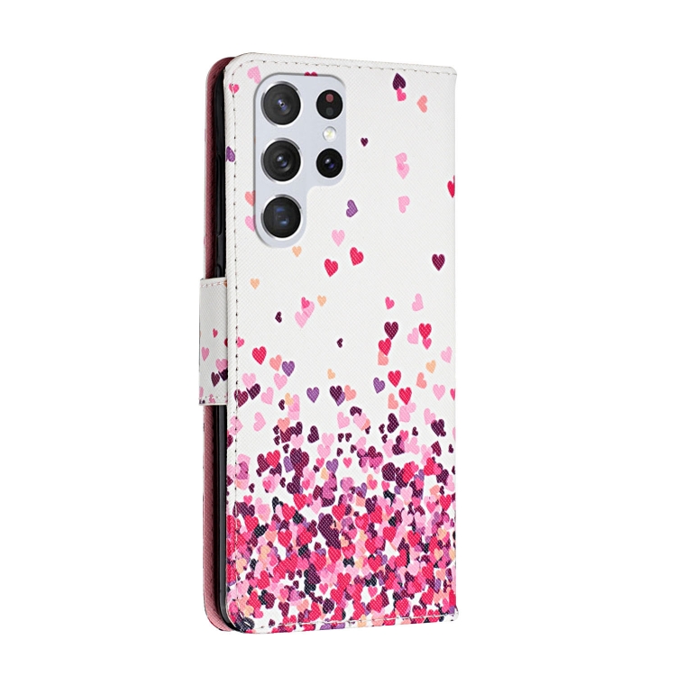 For Samsung Galaxy S22 Ultra 5G Colored Drawing Leather Phone Case(Pink Heart) For Samsung Galaxy S22 Ultra 5G Colored Drawing Leather Phone Case(Pink Heart)