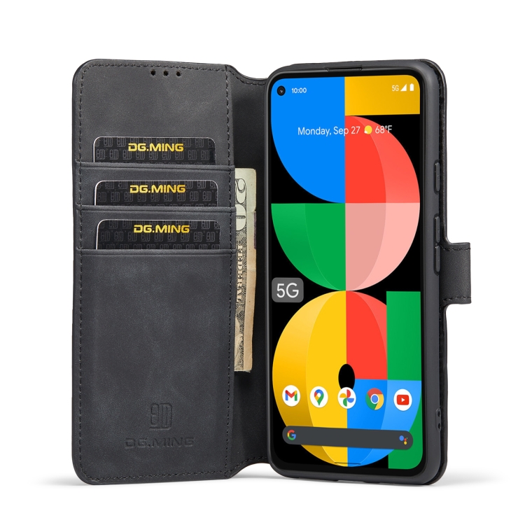 For Google Pixel 5A 5G DG.MING Retro Oil Side Horizontal Flip Leather Case with Holder & Card Slots & Wallet(Black) - 3