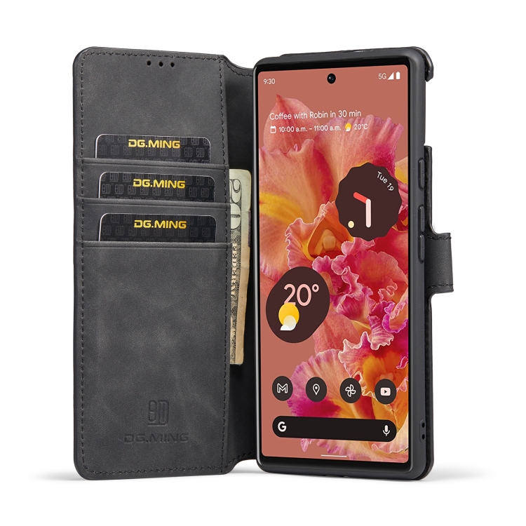 For Google Pixel 6 DG.MING Retro Oil Side Horizontal Flip Leather Case with Holder & Card Slots & Wallet(Black) - 3