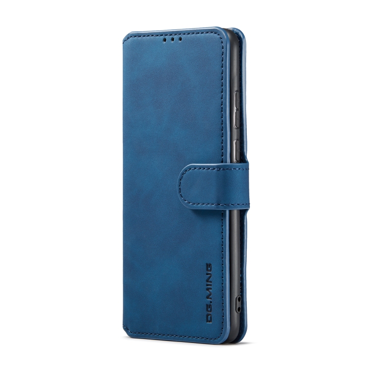 For Huawei P50 Pro DG.MING Retro Oil Side Horizontal Flip Leather Case with Holder & Card Slots & Wallet(Blue) - 1