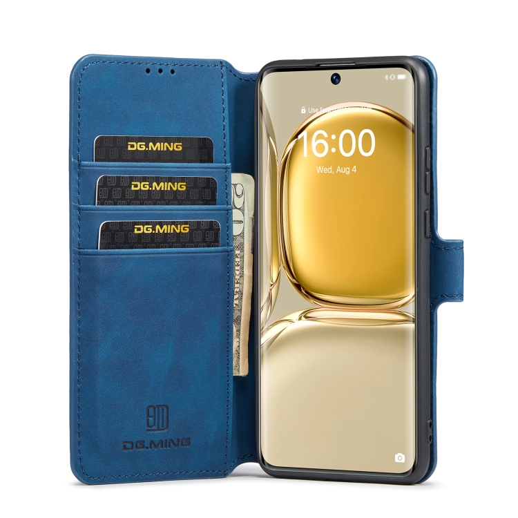 For Huawei P50 Pro DG.MING Retro Oil Side Horizontal Flip Leather Case with Holder & Card Slots & Wallet(Blue) - 3