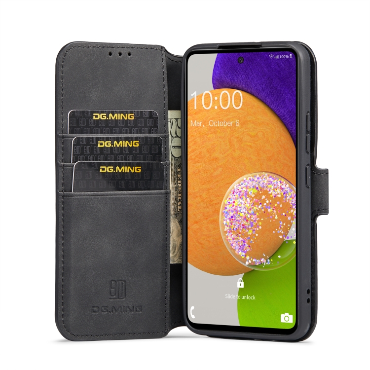 For Samsung Galaxy A53 5G DG.MING Retro Oil Side Horizontal Flip Leather Case with Holder & Card Slots & Wallet(Black) - 3