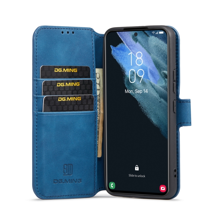 For Samsung Galaxy S22 DG.MING Retro Oil Side Horizontal Flip Leather Case with Holder & Card Slots & Wallet(Blue) - 3