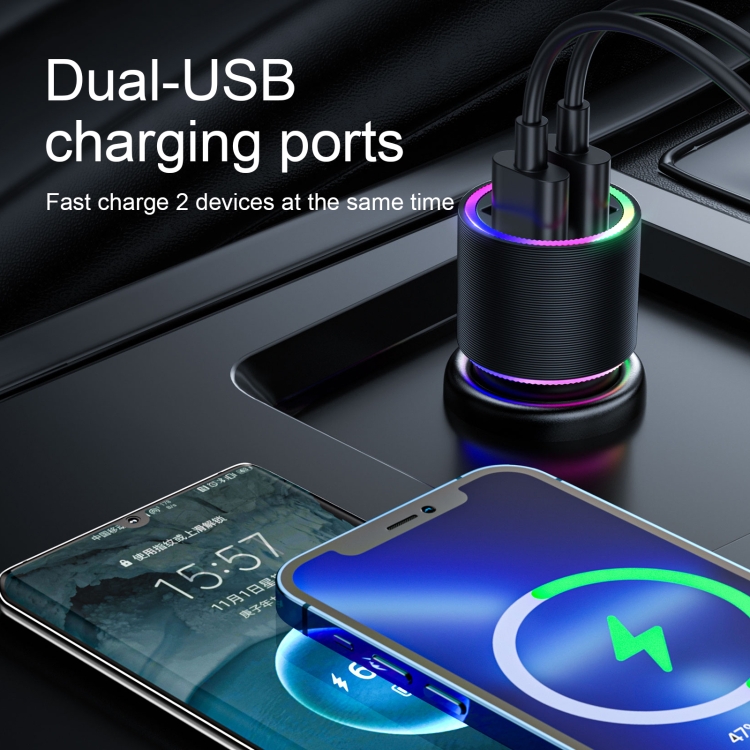 JOYROOM JR-CL10 4.8A Dual USB Car Charger with 3 In 1 Charging Cable(Black) JOYROOM JR-CL10 4.8A Dual USB Car Charger with 3 In 1 Charging Cable(Black)