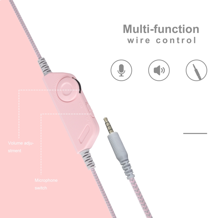 Anivia A11 Auriculares de juego con cable de 3,5 mm con micrófono (rosa) - 3