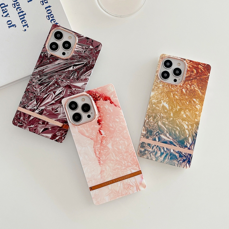 For iPhone 11 Pro Square Plating Gold Edge Phone Case (Orange Red) For iPhone 11 Pro Square Plating Gold Edge Phone Case (Orange Red)