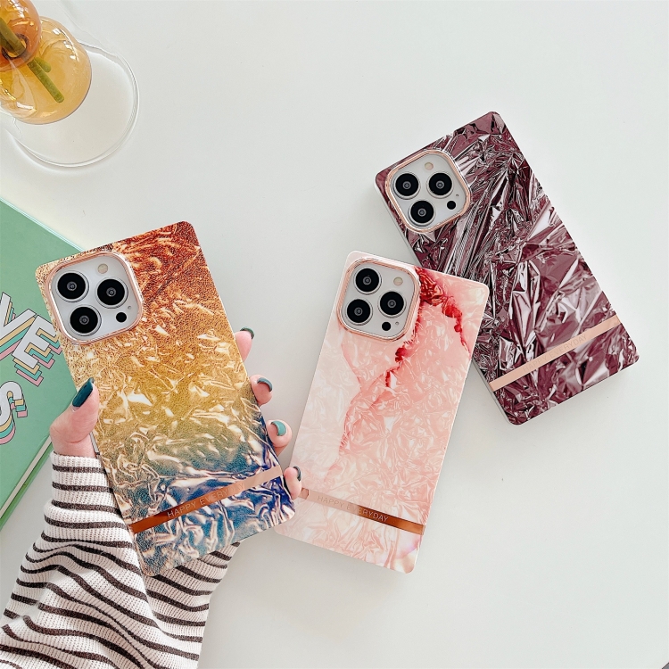 For iPhone 11 Pro Square Plating Gold Edge Phone Case (Orange Red) For iPhone 11 Pro Square Plating Gold Edge Phone Case (Orange Red)