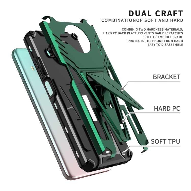 For Xiaomi Redmi Note 9 Pro 5G Super V Armor PC + TPU Phone Case with Holder(Dark Green) - 1