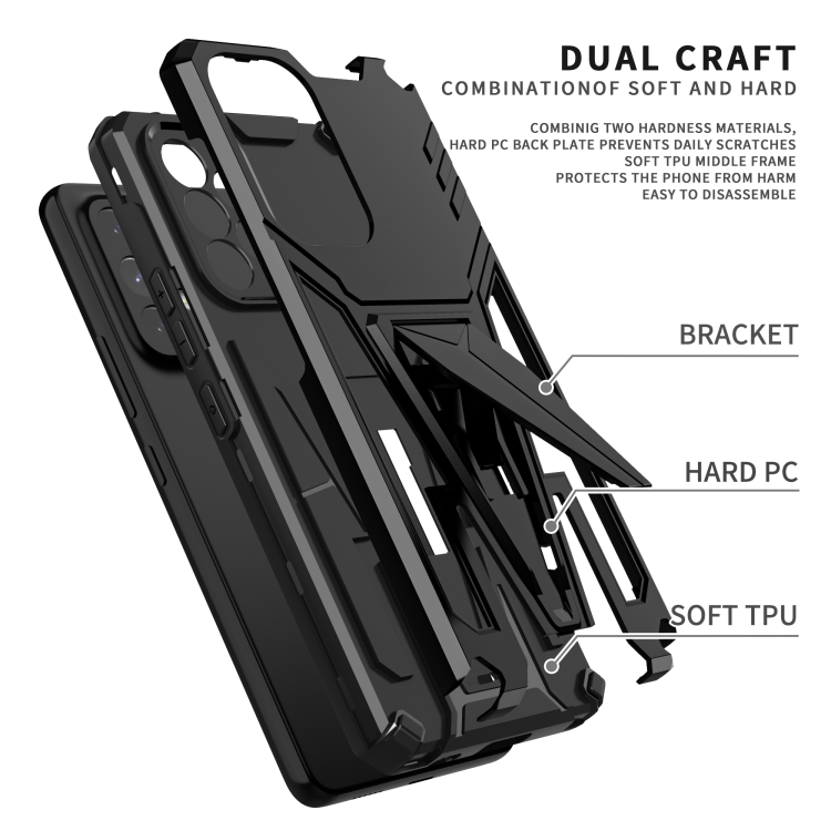 For Samsung Galaxy A53 5G Super V Armor PC + TPU Phone Case with Holder(Black) - 1