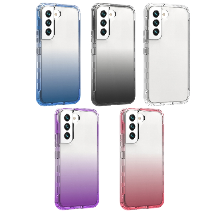 For Samsung Galaxy S22 5G Transparency Two-color Gradient PC+TPU Phone Case(Black) For Samsung Galaxy S22 5G Transparency Two-color Gradient PC+TPU Phone Case(Black)