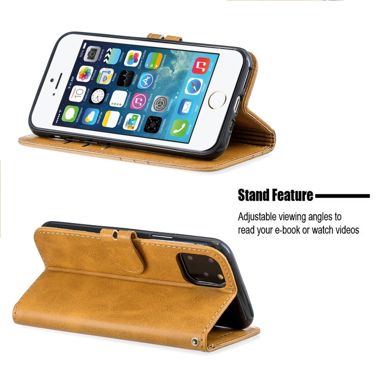 For iPhone 11 Pro Stitching Style 2-Color Cow Texture Horizontal Flip PU Leather Case with Holder & Card Slot & Lanyard(Yellow) For iPhone 11 Pro Stitching Style 2-Color Cow Texture Horizontal Flip PU Leather Case with Holder & Card Slot & Lanyard(Yellow)