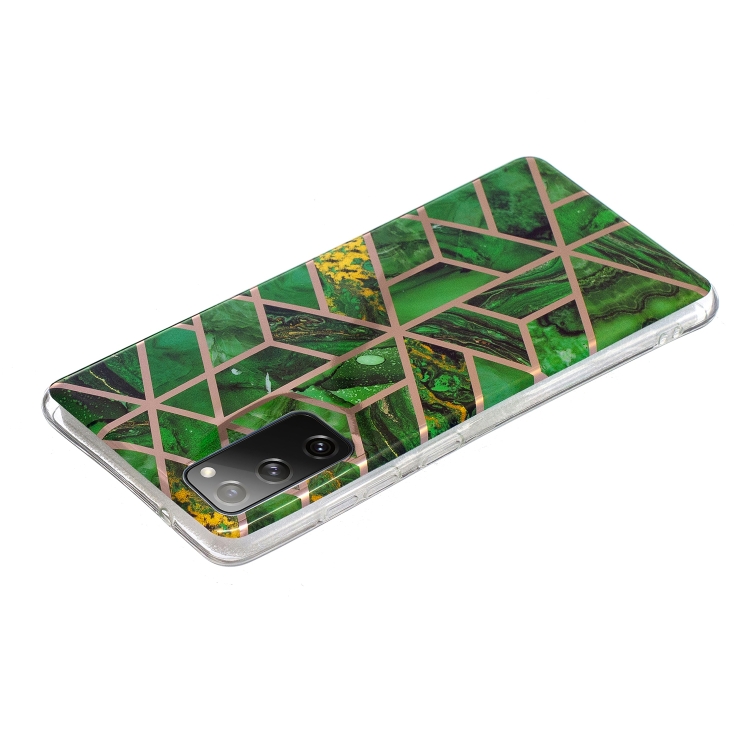 For Samsung Galaxy A03s Electroplating TPU Protective Phone Case(Green Rhombus) - 2