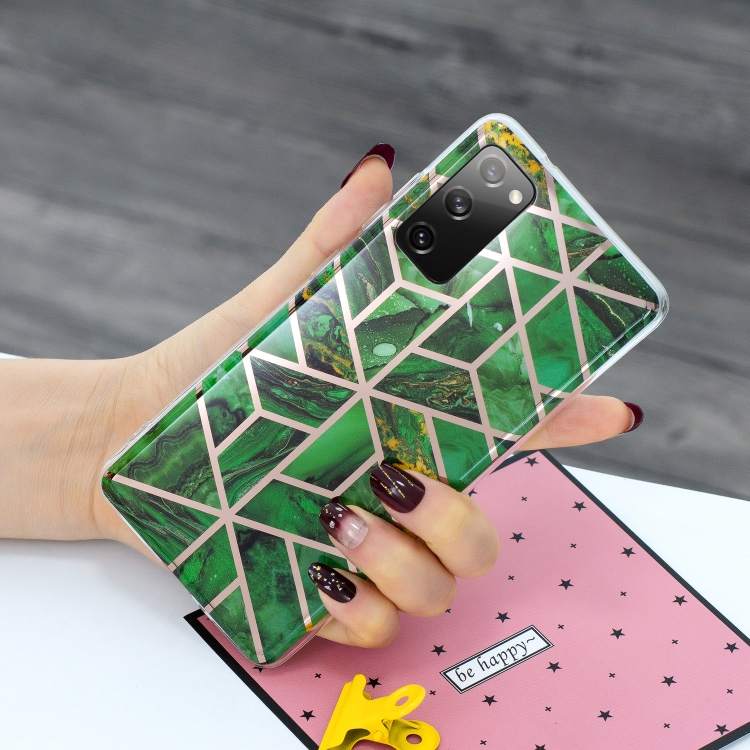 For Samsung Galaxy A03s Electroplating TPU Protective Phone Case(Green Rhombus) - 3