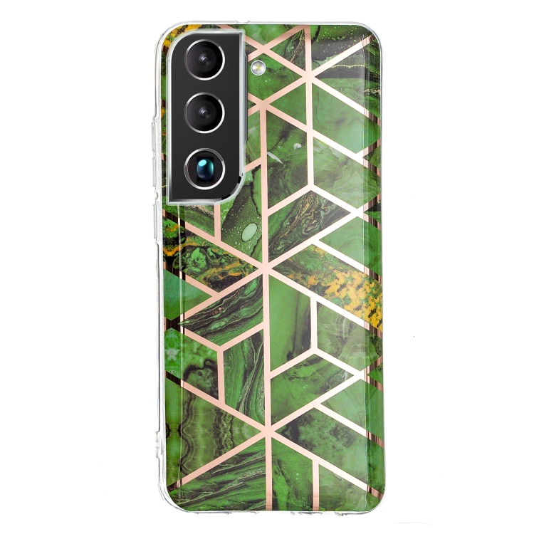 For Samsung Galaxy S22+ 5G Electroplating TPU Protective Phone Case(Green Rhombus) - 1