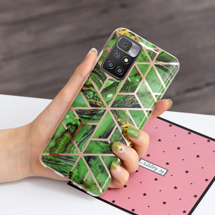 For Xiaomi Redmi 10 Electroplating TPU Protective Phone Case(Green Rhombus) - 3
