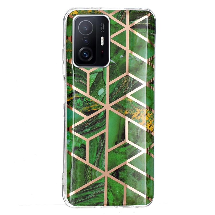 For Xiaomi 11T / 11T Pro Electroplating TPU Protective Phone Case(Green Rhombus) - 1