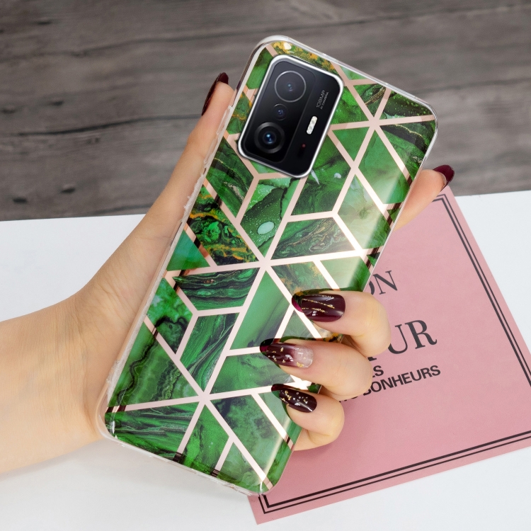 For Xiaomi 11T / 11T Pro Electroplating TPU Protective Phone Case(Green Rhombus) - 3