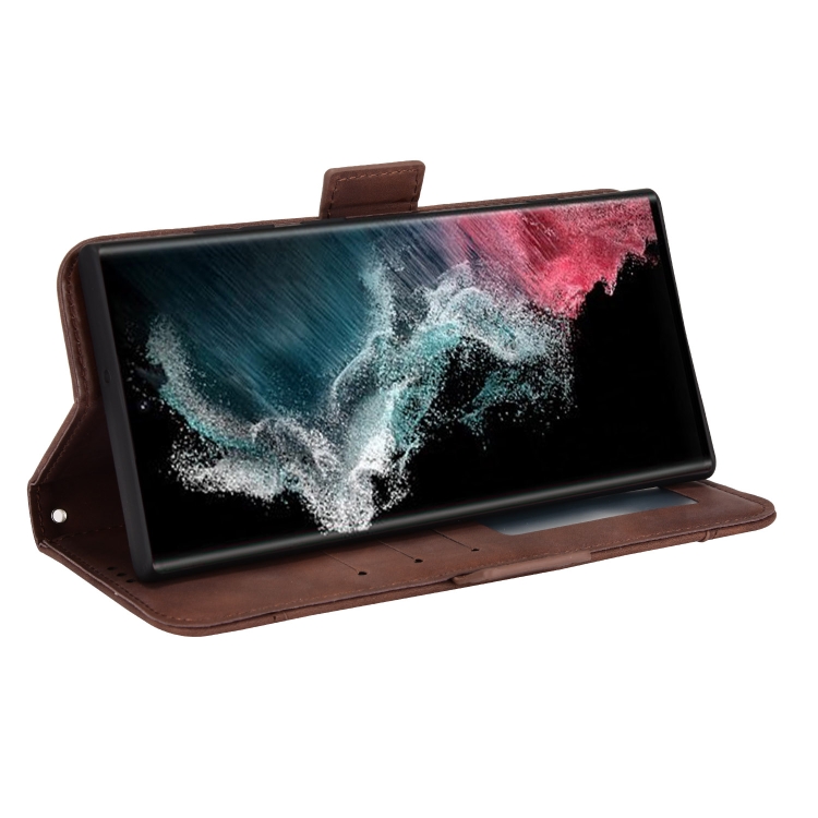For Samsung Galaxy S22 Ultra 5G Skin Feel Calf Pattern Leather Phone Case(Brown) For Samsung Galaxy S22 Ultra 5G Skin Feel Calf Pattern Leather Phone Case(Brown)