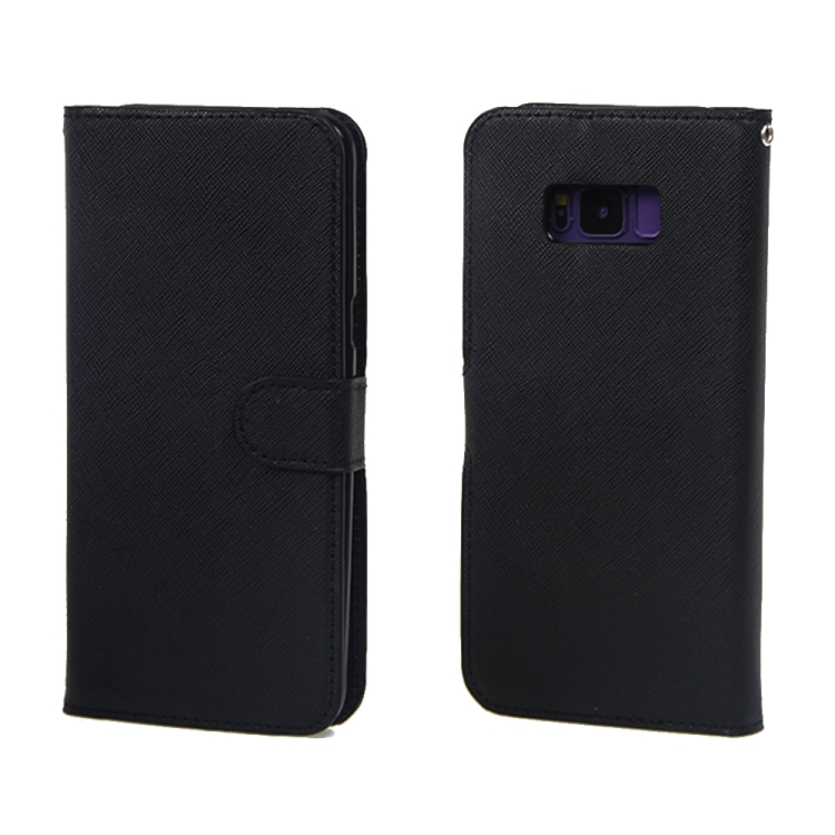 For Samsung Galaxy S8+ Cross Texture Detachable Leather Phone Case(Black) - 1