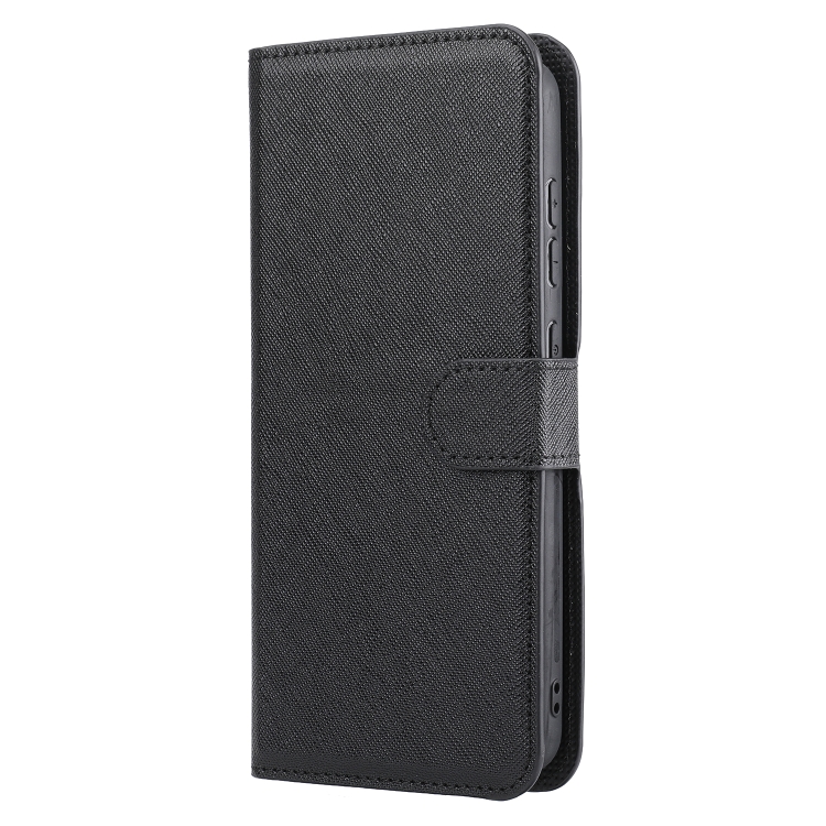 For Samsung Galaxy S21 FE 5G Cross Texture Detachable Leather Phone Case(Black) - 1