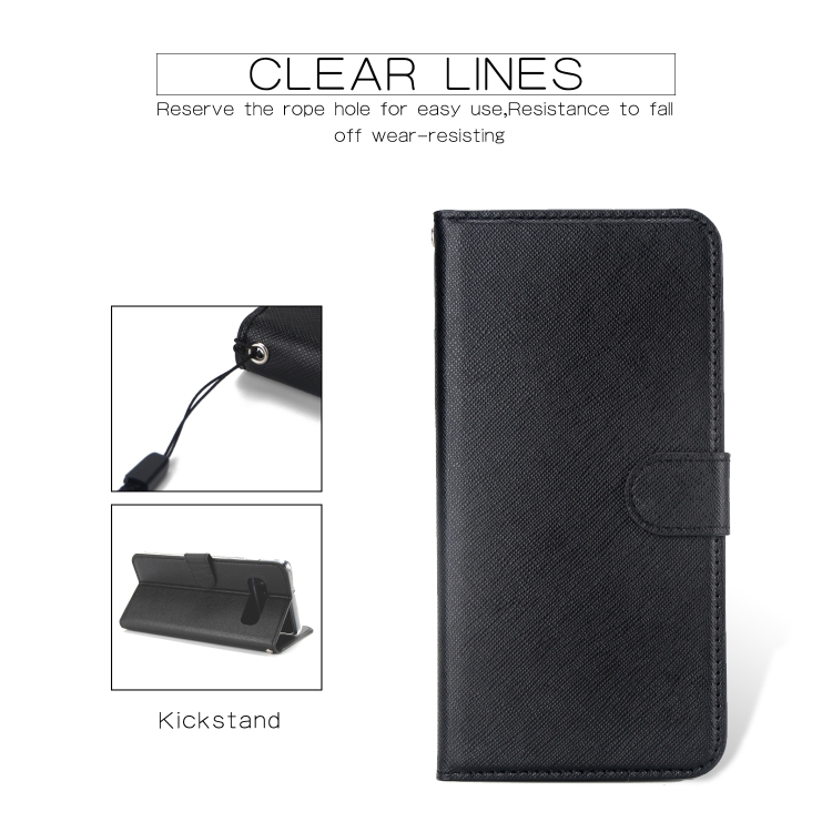 For Samsung Galaxy S10 Cross Texture Detachable Leather Phone Case(Black) - 4