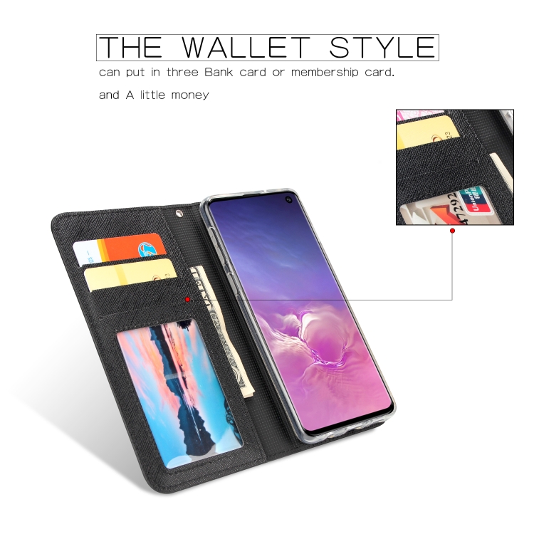 For Samsung Galaxy S10e Cross Texture Detachable Leather Phone Case(Black) - 2