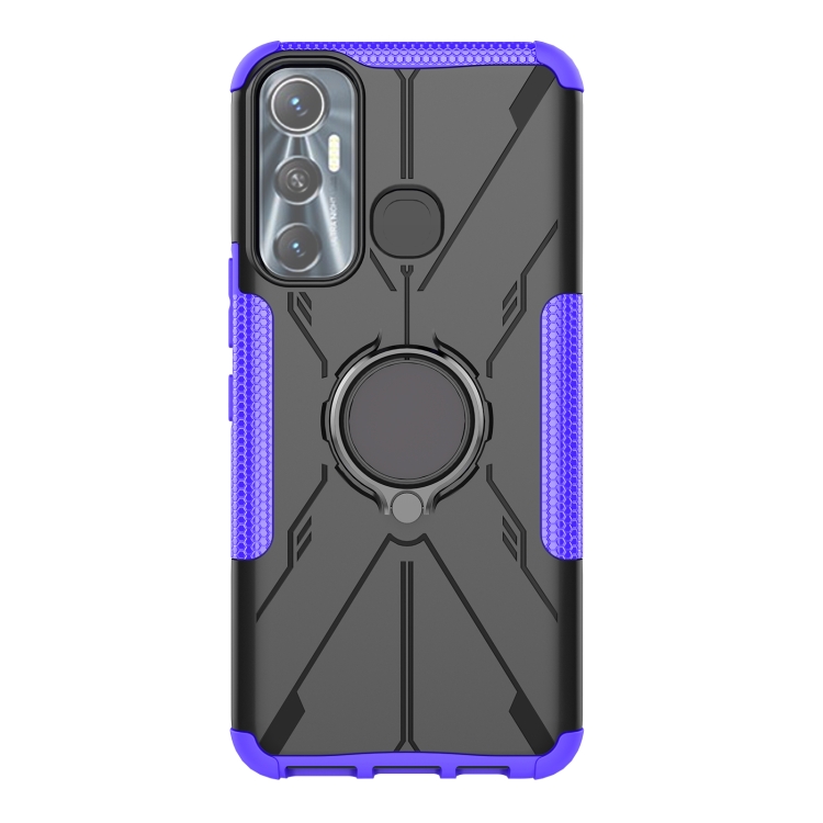 For Infinix Hot 11 Armor Bear Shockproof PC + TPU Protective Phone Case with Ring Holder(Purple) - 3