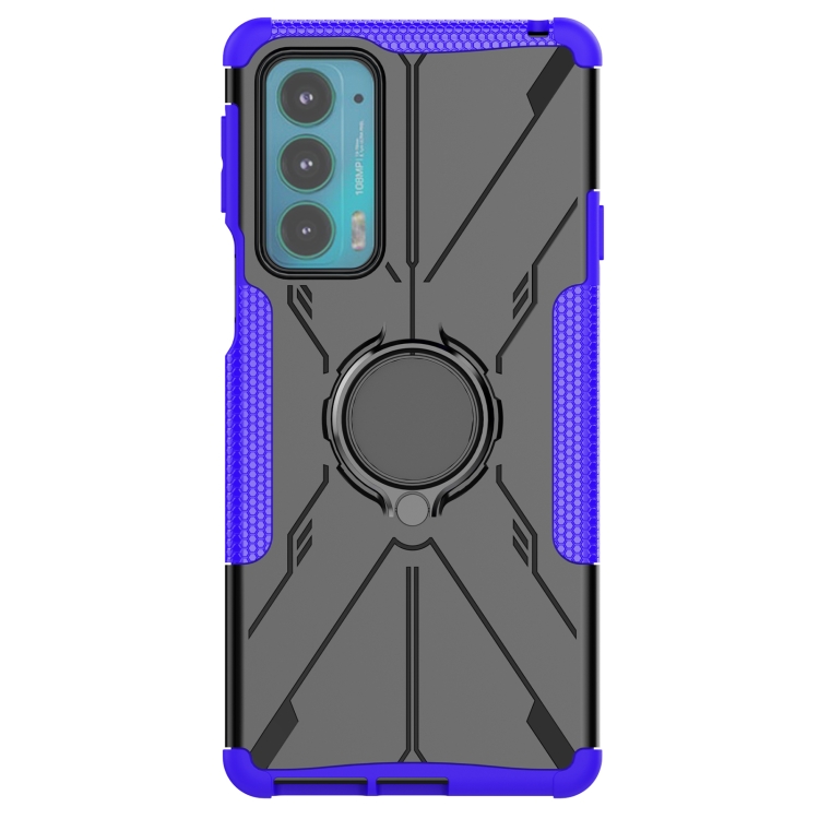 For Motorola Moto Edge 20 Armor Bear Shockproof PC + TPU Protective Phone Case with Ring Holder(Purple) - 3