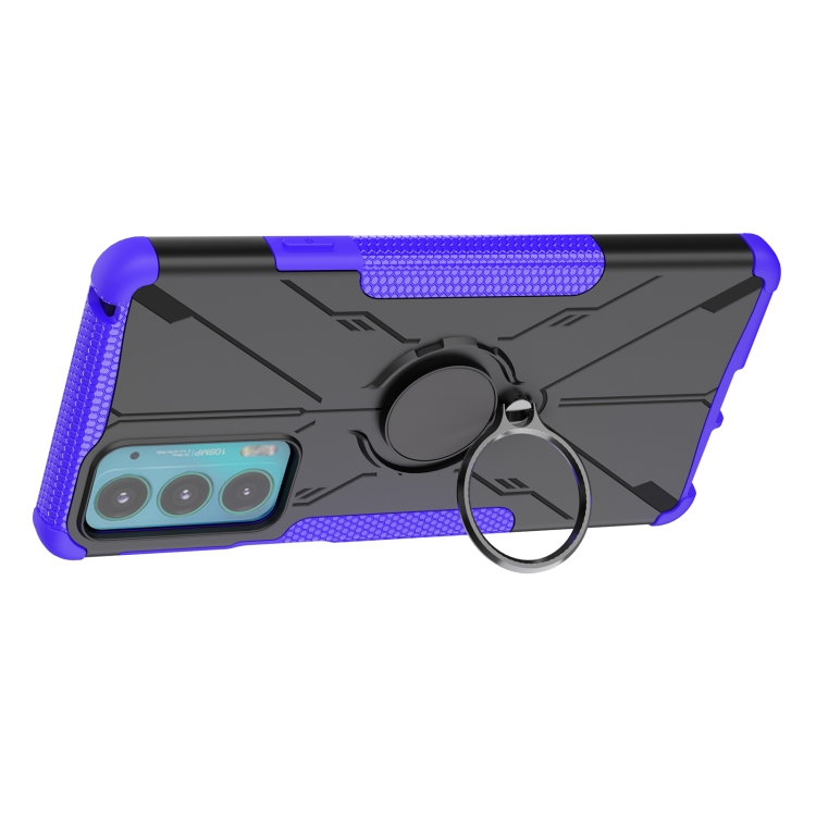 For Motorola Moto Edge 20 Armor Bear Shockproof PC + TPU Protective Phone Case with Ring Holder(Purple) - 4