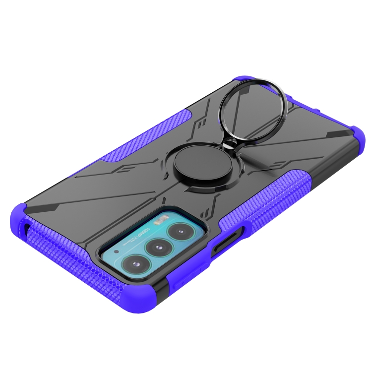 For Motorola Moto Edge 20 Armor Bear Shockproof PC + TPU Protective Phone Case with Ring Holder(Purple) - 5