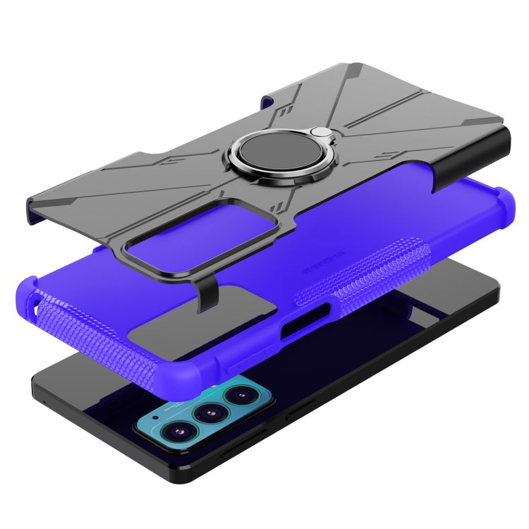 For Motorola Moto Edge 20 Armor Bear Shockproof PC + TPU Protective Phone Case with Ring Holder(Purple) - 6