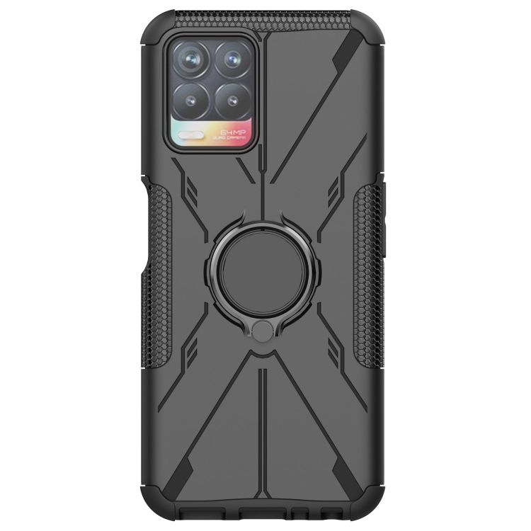 For OPPO Realme 8i Armor Bear Shockproof PC + TPU Protective Phone Case with Ring Holder(Black) - 2