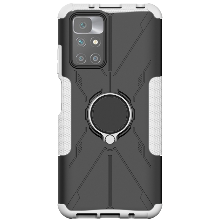 For Xiaomi Redmi 10 Armor Bear Shockproof PC + TPU Protective Phone Case with Ring Holder(White) - 2
