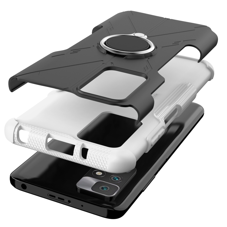 For Xiaomi Redmi 10 Armor Bear Shockproof PC + TPU Protective Phone Case with Ring Holder(White) - 5
