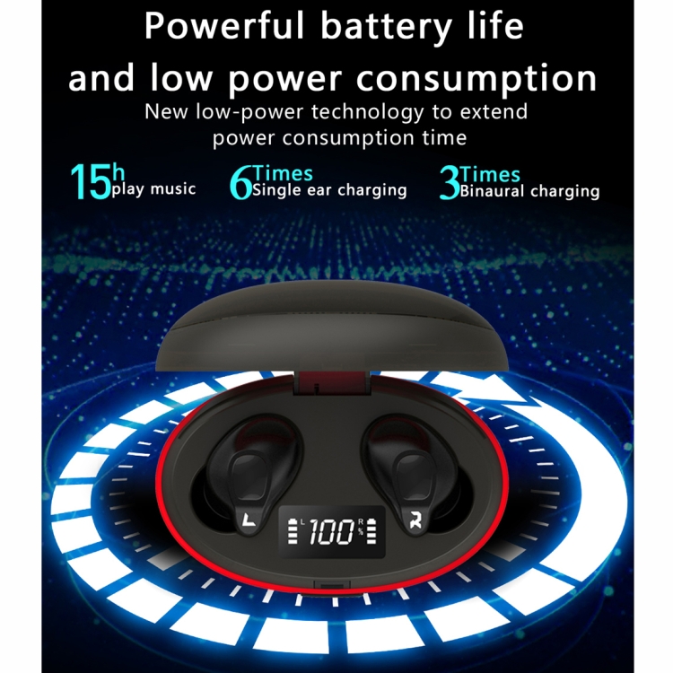 HAMTOD A1 TWS IPX4 Waterproof Bluetooth 5.0 Smart Bluetooth Earphone with Digital Display & Charging Box, Support Siri & HD Call(Black) HAMTOD A1 TWS IPX4 Waterproof Bluetooth 5.0 Smart Bluetooth Earphone with Digital Display & Charging Box, Support Siri & HD Call(Black)