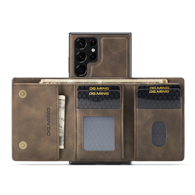 For Samsung Galaxy S22 Ultra 5G DG.MING M1 Series 3-Fold Multi Card Wallet Phone Case(Coffee) For Samsung Galaxy S22 Ultra 5G DG.MING M1 Series 3-Fold Multi Card Wallet Phone Case(Coffee)
