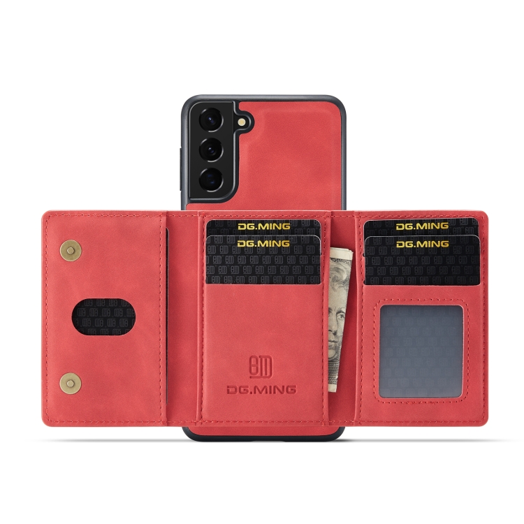 For Samsung Galaxy S22+ 5G DG.MING M2 Series 3-Fold Multi Card Bag Back Cover Phone Case(Red) For Samsung Galaxy S22+ 5G DG.MING M2 Series 3-Fold Multi Card Bag Back Cover Phone Case(Red)
