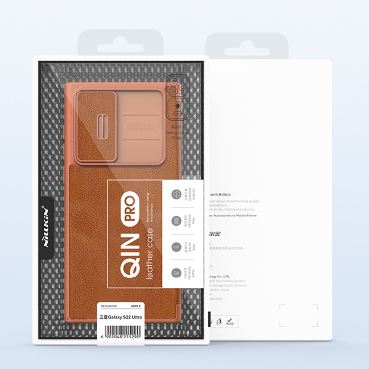 For Samsung Galaxy S22 5G NILLKIN QIN Series Pro Sliding Camera Cover Design Leather Phone Case(Brown) For Samsung Galaxy S22 5G NILLKIN QIN Series Pro Sliding Camera Cover Design Leather Phone Case(Brown)