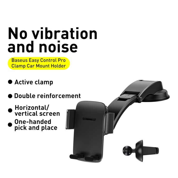 Baseus SUYK010001 Easy Control Pro Clamp Car Phone Holder, A Set Version(Black) Baseus SUYK010001 Easy Control Pro Clamp Car Phone Holder, A Set Version(Black)