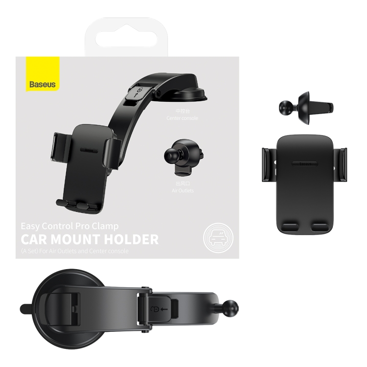 Baseus SUYK010001 Easy Control Pro Clamp Car Phone Holder, A Set Version(Black) Baseus SUYK010001 Easy Control Pro Clamp Car Phone Holder, A Set Version(Black)